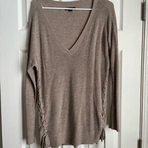 American Eagle Outfitters Ribbed Knit Sweater in Tan